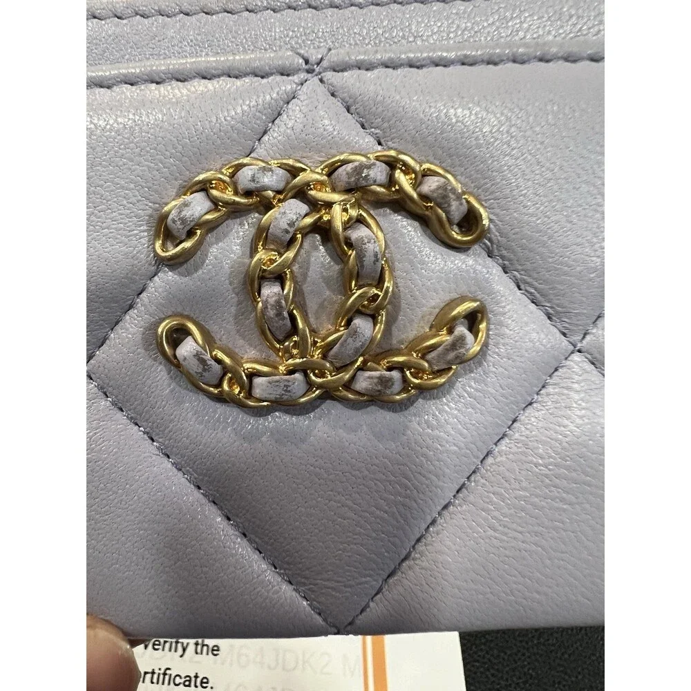 Chanel 19 Lavender Gold Card Case With Authenticity